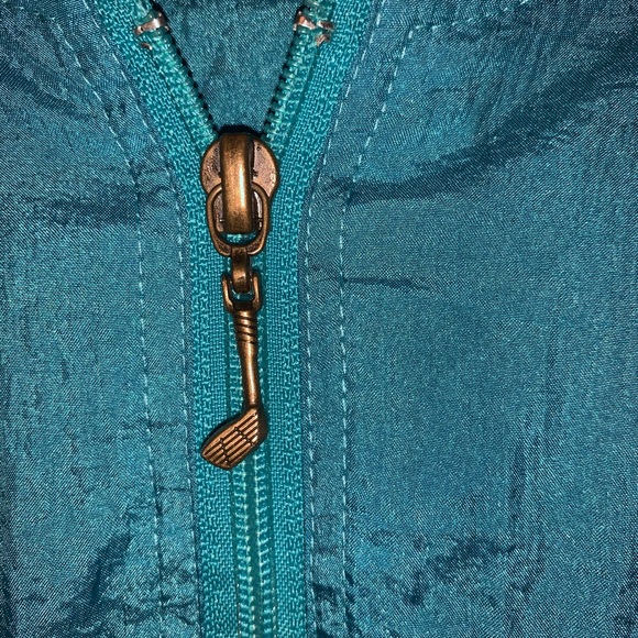 L Unisex Blue Zippered Golf Jacket - Picture 2 of 7